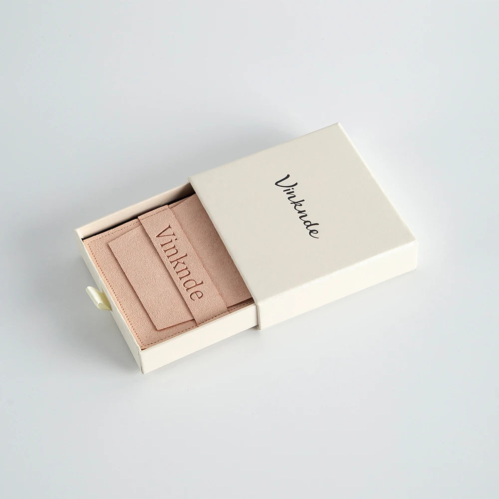 24Sets Personalized Custom Logo Jewelry Gift Box with High Quailty Microfiber Velvet Envelope Bag Rings Earrings Organizer Pouch