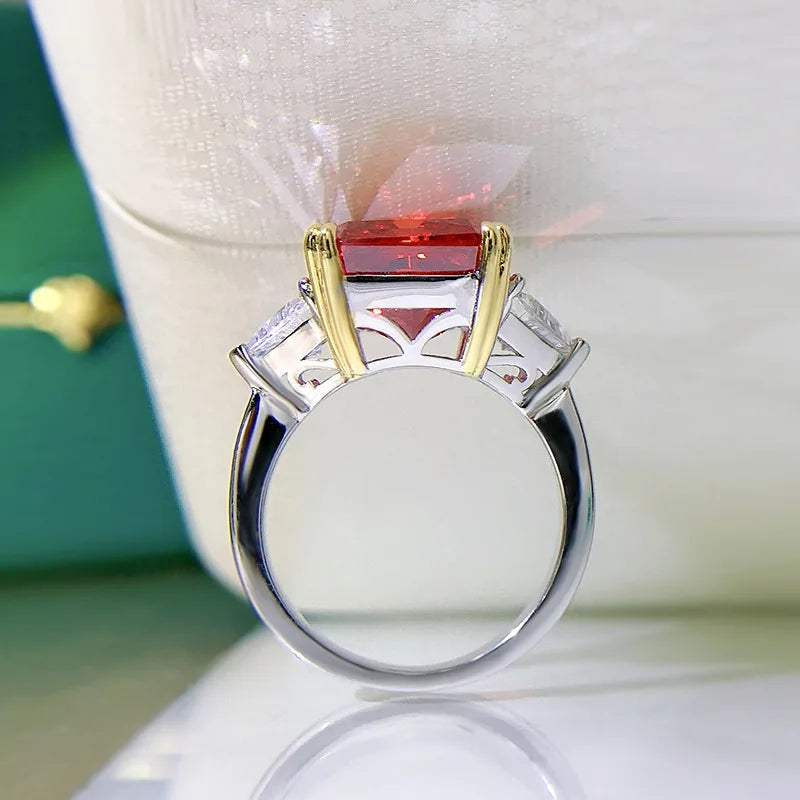 FIRERING Super Flash 5ct 10MM High Carbon Stone Women Ring S925 Silver Luxury Premium Jewelry Gift