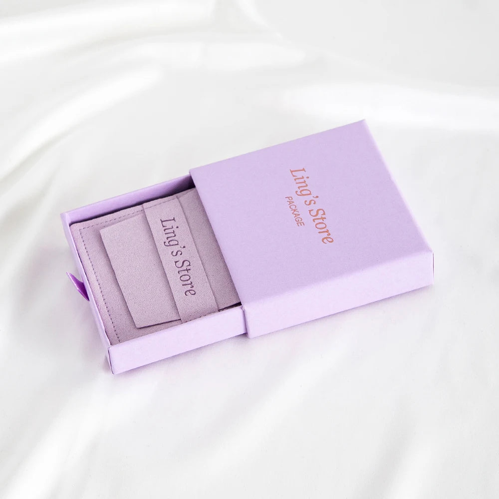 24Sets Personalized Custom Logo Jewelry Gift Box with High Quailty Microfiber Velvet Envelope Bag Rings Earrings Organizer Pouch