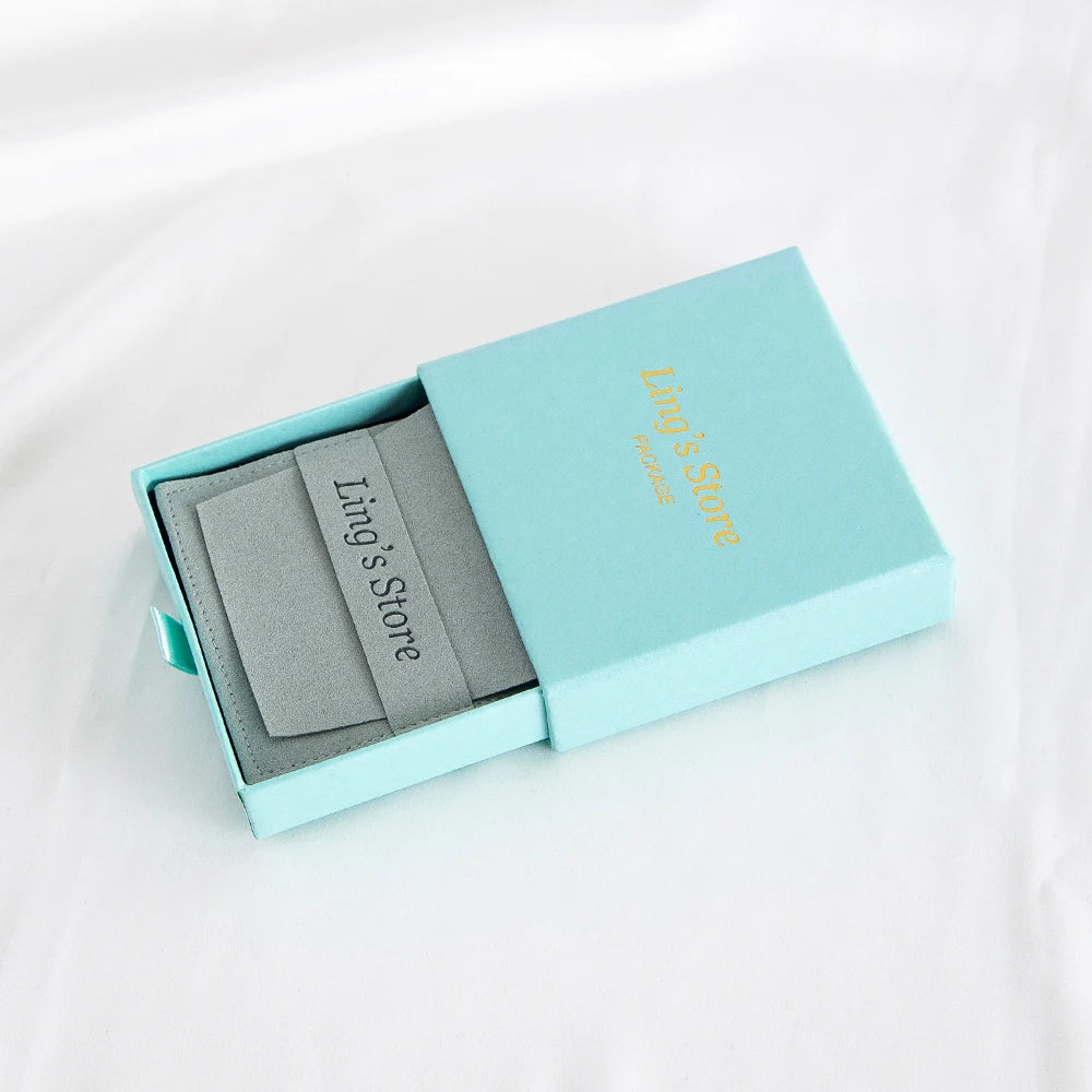 24Sets Personalized Custom Logo Jewelry Gift Box with High Quailty Microfiber Velvet Envelope Bag Rings Earrings Organizer Pouch