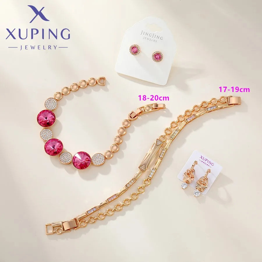 Xuping Jewelry New Arrival Promotion Gold Plated Fashion Copper Alloy Women's Bracelet Earrings Group Jewellery Gift X000853827