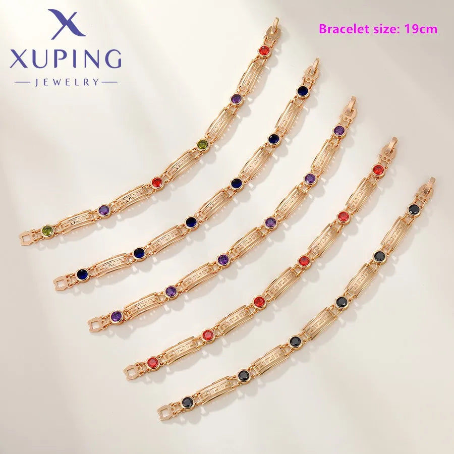 Xuping Jewelry New Arrival Promotion Gold Plated Fashion Copper Alloy Women's Bracelet Earrings Group Jewellery Gift X000853827