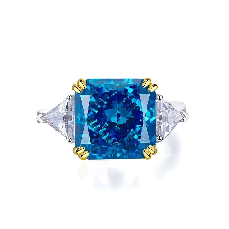 FIRERING Super Flash 5ct 10MM High Carbon Stone Women Ring S925 Silver Luxury Premium Jewelry Gift