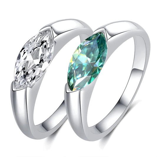 FIRERING 100% Genuine Olive Moissanite Ring 1ct with Certificate Passed Diamond Test Women Ring Jewelry Gift S925 Silver