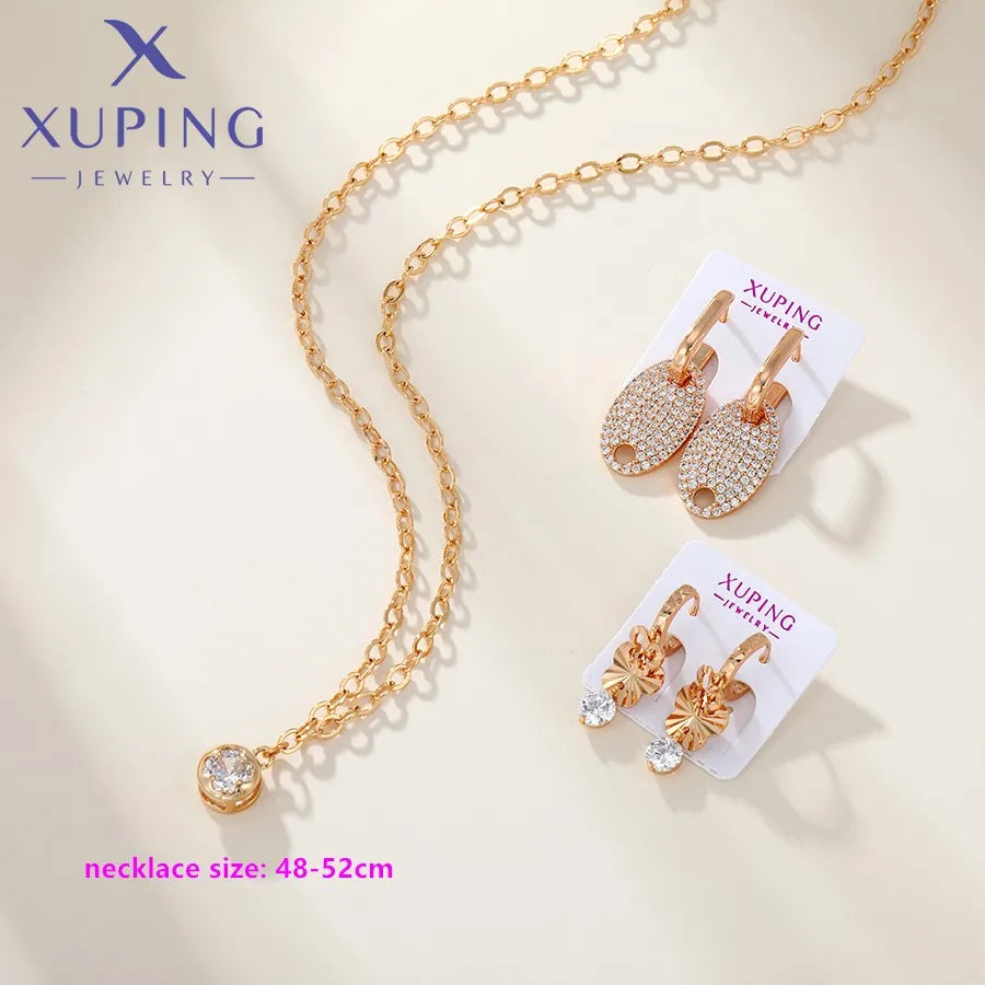 Xuping Jewelry New Arrival Promotion Gold Plated Fashion Copper Alloy Women's Bracelet Earrings Group Jewellery Gift X000853827