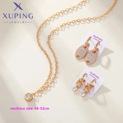Xuping Jewelry New Arrival Promotion Gold Plated Fashion Copper Alloy Women's Bracelet Earrings Group Jewellery Gift X000853827