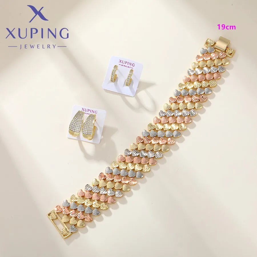 Xuping Jewelry New Arrival Promotion Gold Plated Fashion Copper Alloy Women's Bracelet Earrings Group Jewellery Gift X000853827