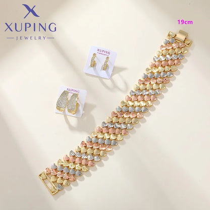 Xuping Jewelry New Arrival Promotion Gold Plated Fashion Copper Alloy Women's Bracelet Earrings Group Jewellery Gift X000853827