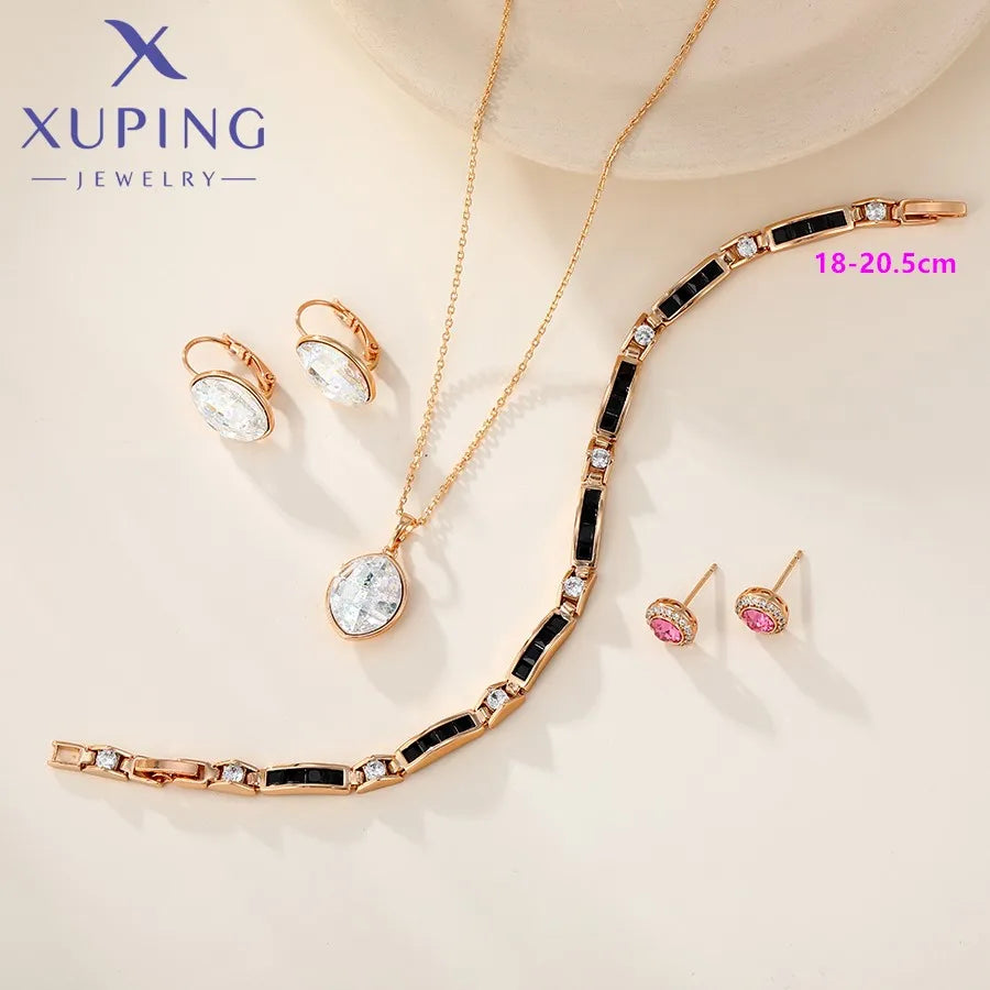 Xuping Jewelry New Arrival Promotion Gold Plated Fashion Copper Alloy Women's Bracelet Earrings Group Jewellery Gift X000853827