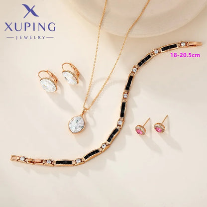 Xuping Jewelry New Arrival Promotion Gold Plated Fashion Copper Alloy Women's Bracelet Earrings Group Jewellery Gift X000853827